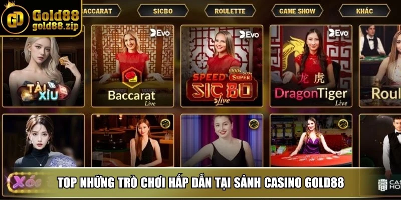 Top những trò chơi hấp dẫn tại sảnh Casino Gold88